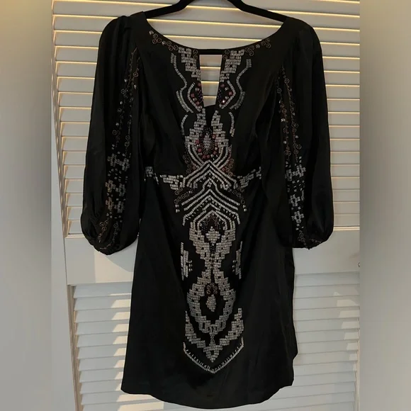 Nanette Lepor Silk Beaded Sleeved Mini Dress - Picture 2 of 13